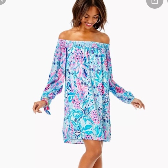 Beautiful Lilly Pulitzer off shoulder MaryEllen Dress. - Picture 2 of 8
